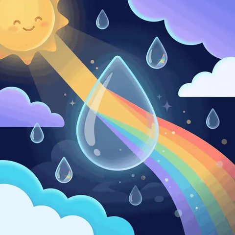Sunlight passing through a raindrop and making a rainbow.