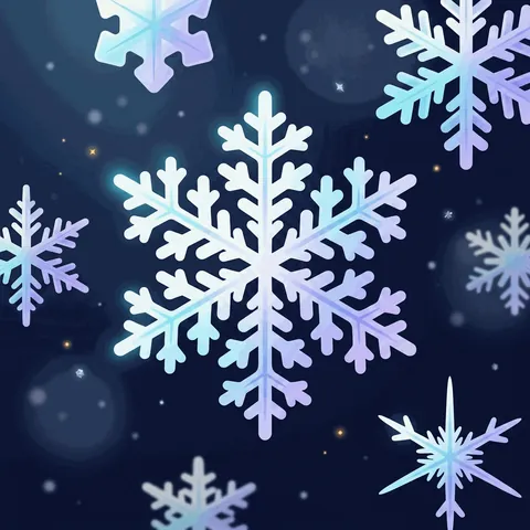 Big snowflakes, each with six arms.