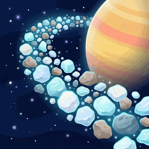 Saturn's ring up close, made of many pieces of ice and rock.