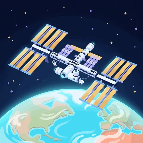 The International Space Station flying above the Earth.