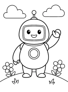 Colouring page preview: Piko says hello