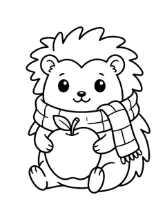 Colouring page preview: Hedgie's apple