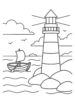 Colouring page preview: Story Lighthouse