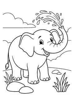 Colouring page preview: Friendly elephant