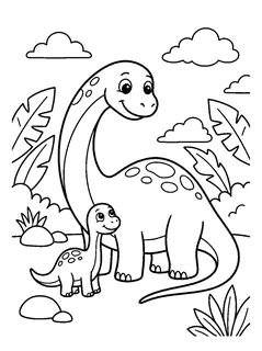 Colouring page preview: Dinosaur family