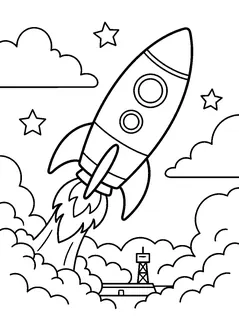 Colouring page preview: Rocket launch