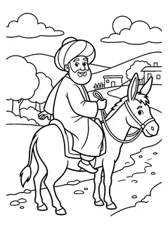 Colouring page preview: Nasreddin Hodja