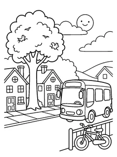 Colouring page preview: City street